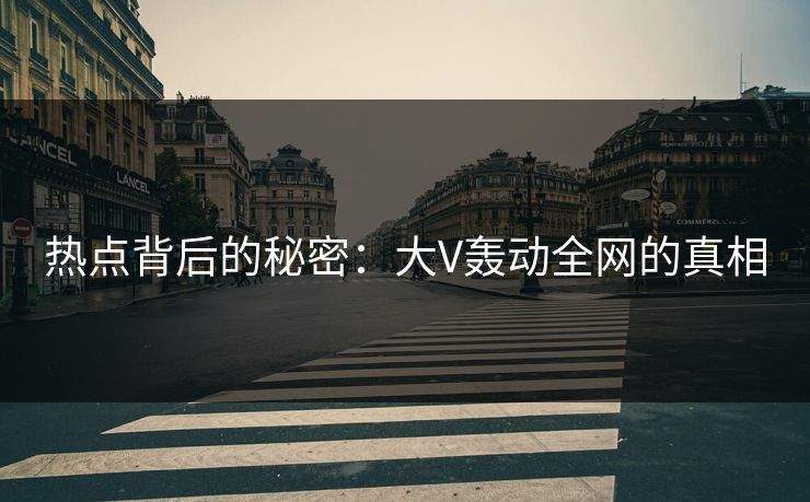 热点背后的秘密：大V轰动全网的真相