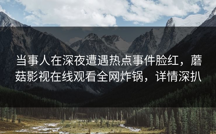 当事人在深夜遭遇热点事件脸红，蘑菇影视在线观看全网炸锅，详情深扒