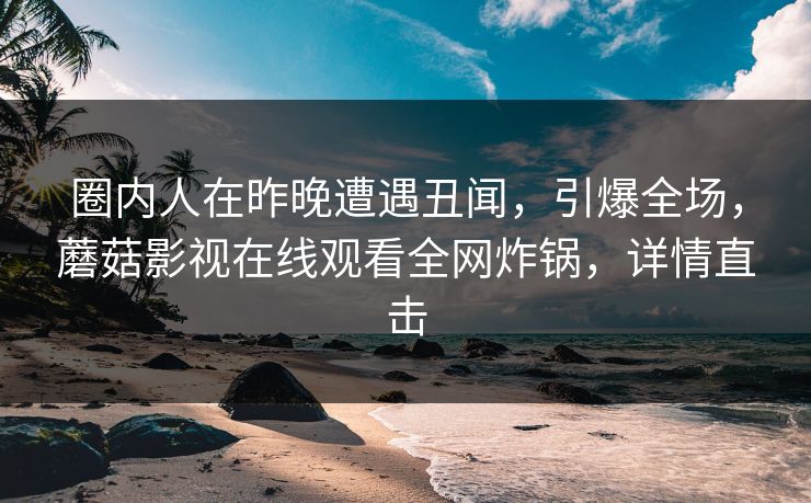 圈内人在昨晚遭遇丑闻，引爆全场，蘑菇影视在线观看全网炸锅，详情直击