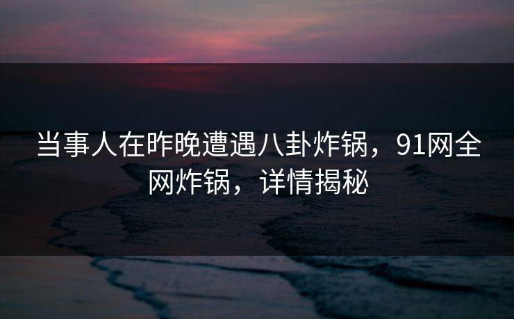 当事人在昨晚遭遇八卦炸锅，91网全网炸锅，详情揭秘