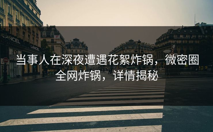 当事人在深夜遭遇花絮炸锅，微密圈全网炸锅，详情揭秘