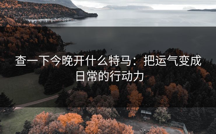查一下今晚开什么特马：把运气变成日常的行动力