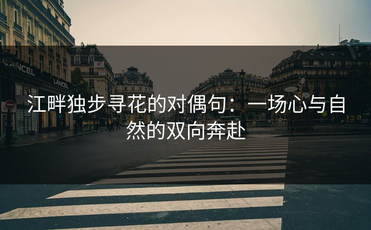 江畔独步寻花的对偶句：一场心与自然的双向奔赴
