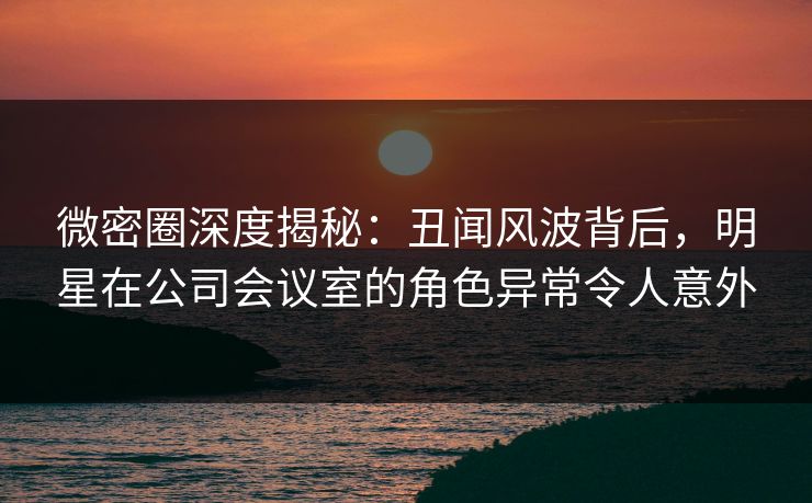 微密圈深度揭秘：丑闻风波背后，明星在公司会议室的角色异常令人意外