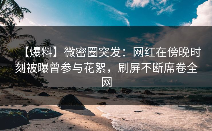 【爆料】微密圈突发:网红在傍晚时刻被曝曾参与花絮,刷屏不断席卷全网